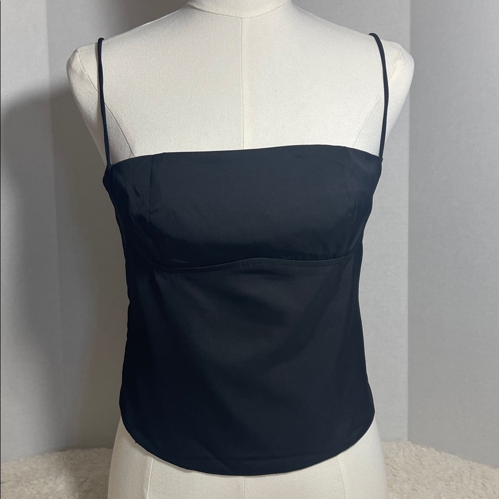 NWOT Black Satin Sheen Spaghetti Strap Camisole Top – Size‎ Medium